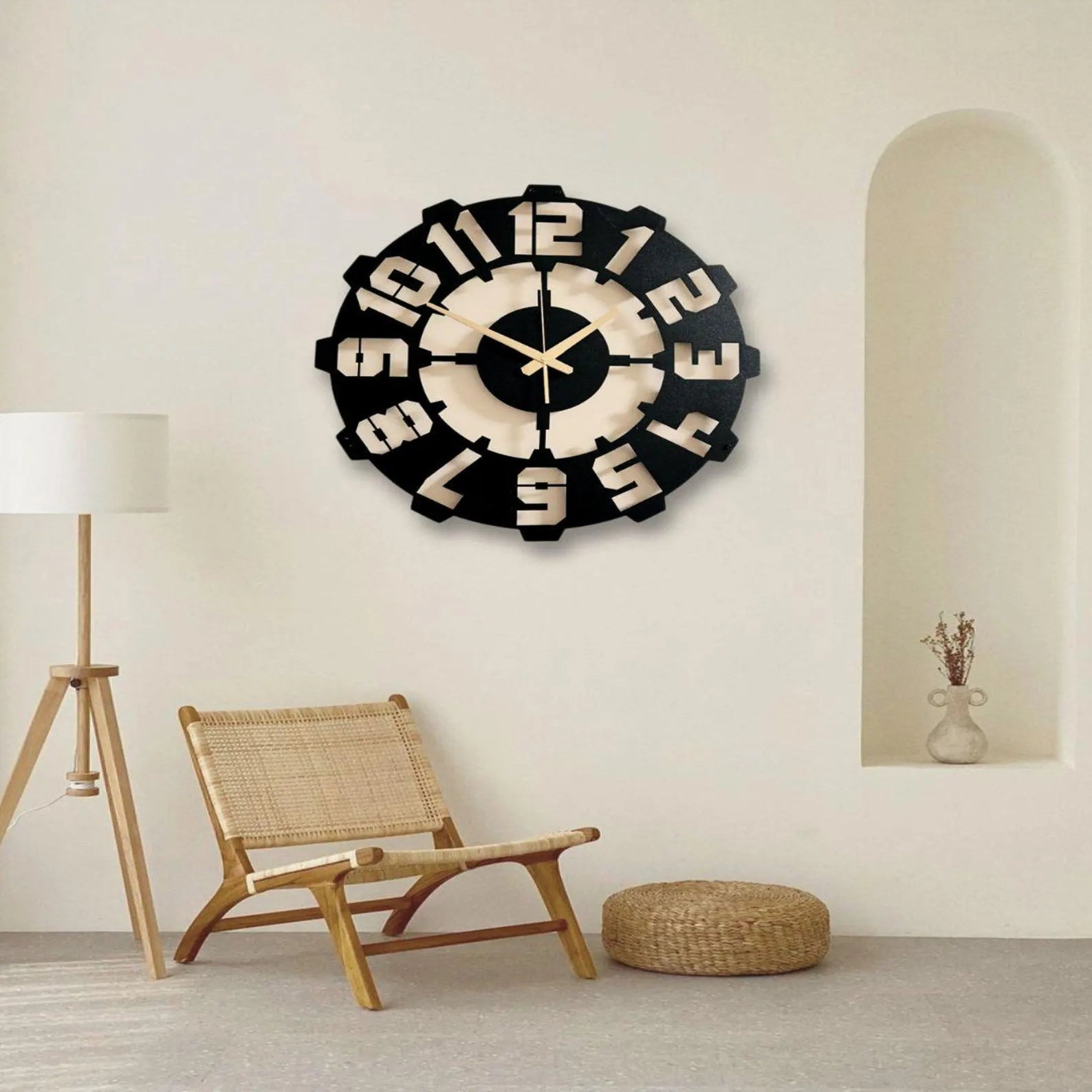 XL Minimalist Wall Clock - Oversized Geometric Style
