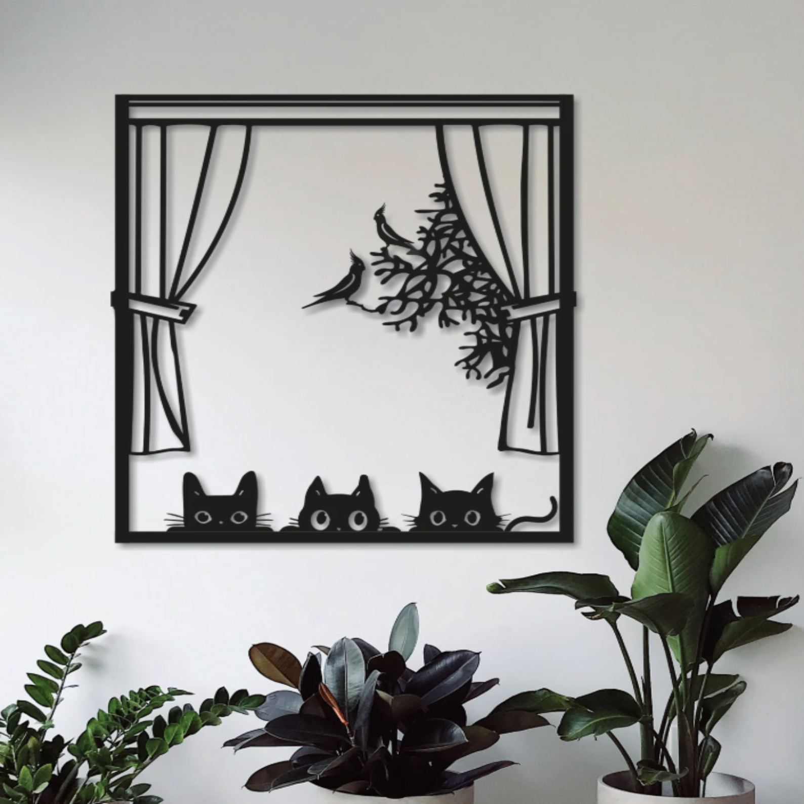 KITTIES - Cats and Window Metal Art