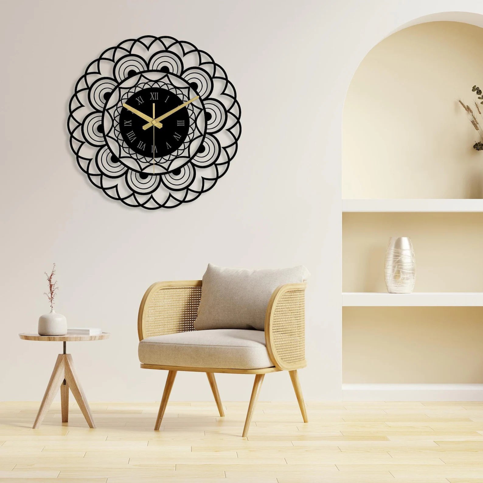 Boho Mandala Metal Wall Clock – Bohemian Spaces
