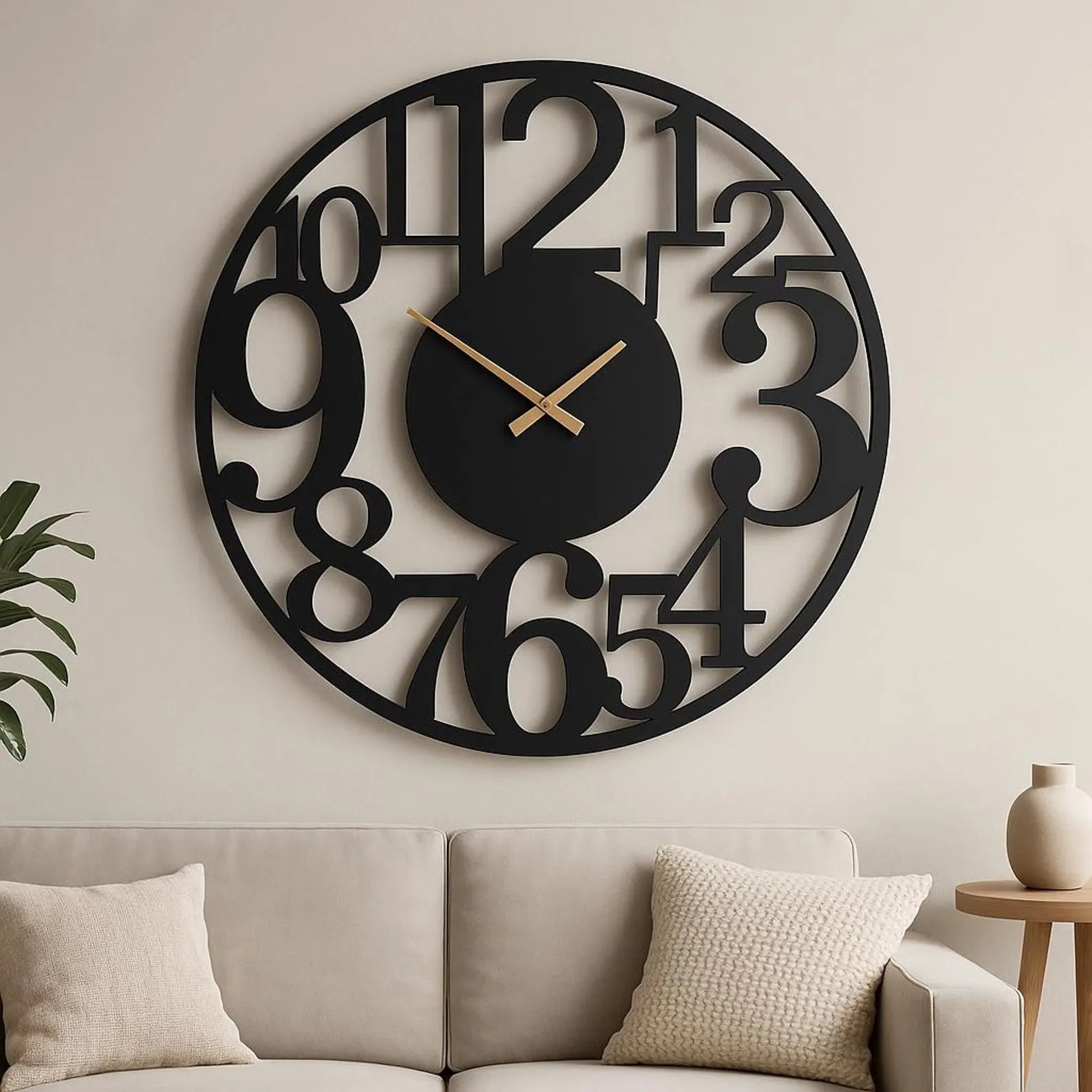 Modern Black Wall Clock – Oversized for Contemporary Interiors