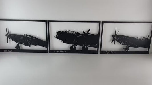Vintage Aircraft Metal Art – 3D Wall Decor Set (Helldiver, Lancaster, Spitfire)