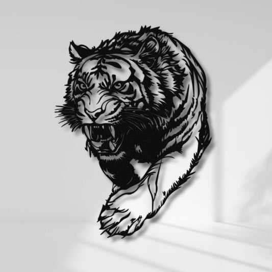 Tiger Wall Decor – Metal Wildlife Sculpture