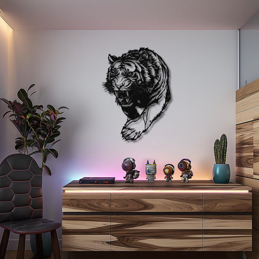 Tiger Wall Decor – Metal Wildlife Sculpture
