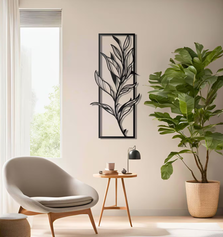 Vertical Leaf Metal Wall Art – Nature-Inspired