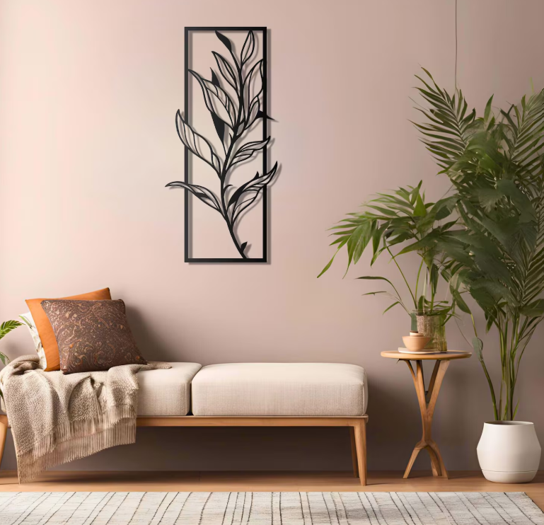 Vertical Leaf Metal Wall Art – Nature-Inspired