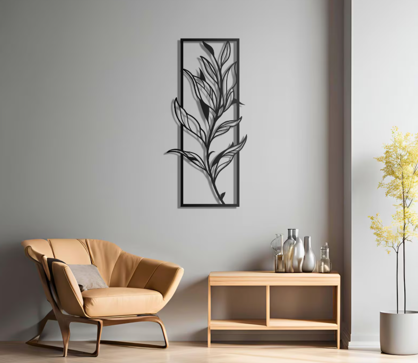Vertical Leaf Metal Wall Art – Nature-Inspired