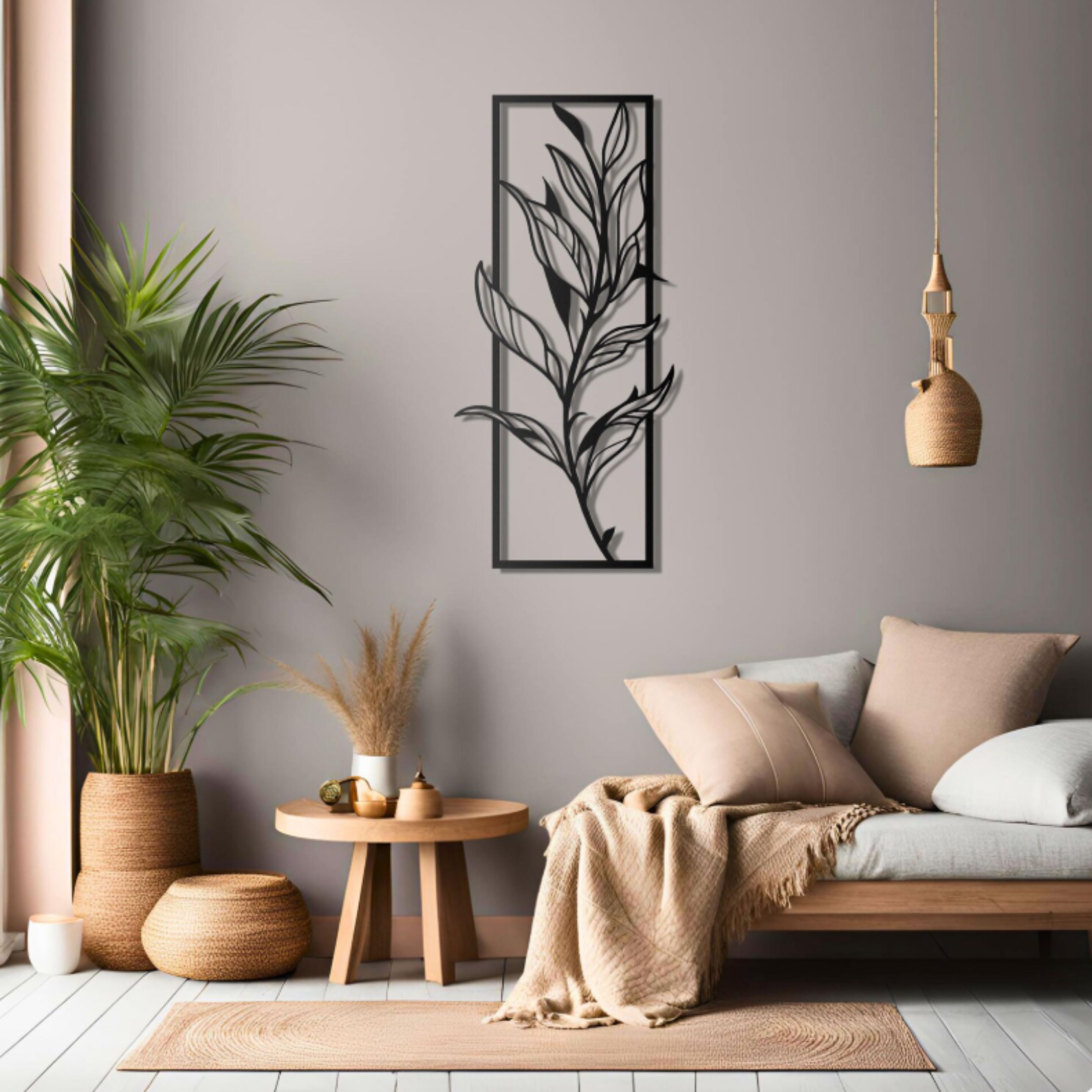 Vertical Leaf Metal Wall Art – Nature-Inspired